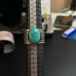 Silver Turquoise Extra Wide Band Ring